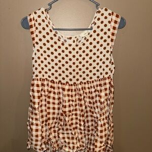 Matilda Jane Brown Polka Dot and Checkered Blouse